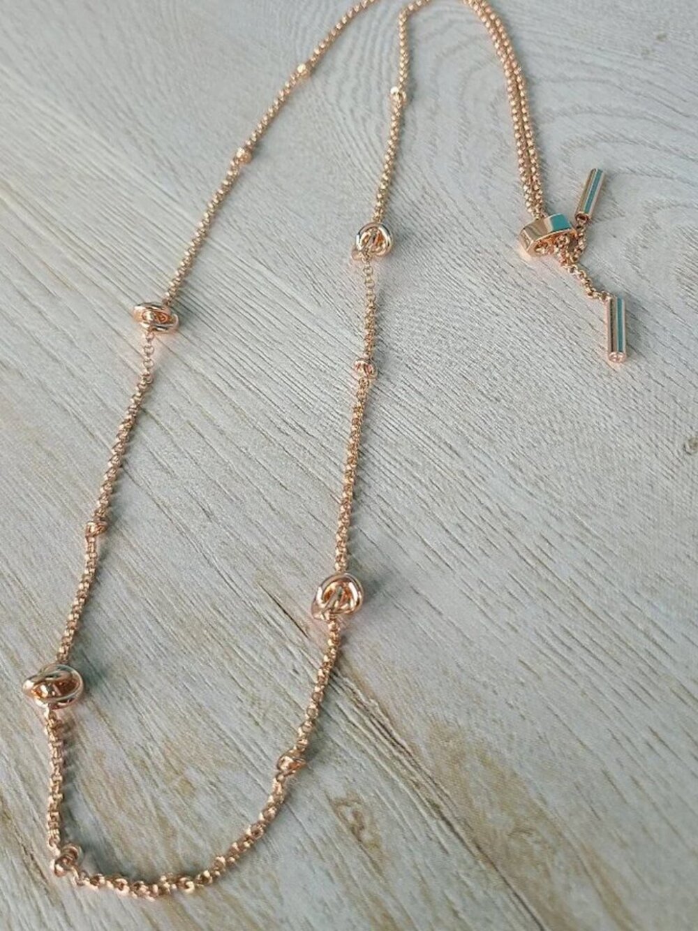 Kendra Scott Presleigh Love Knot Pendant Necklace Rose Gold 28in Retired